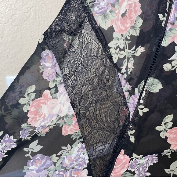 ASTR the label maxi skirt black & floral print SZ M zip up lined lace SZ M - Picture 13 of 14